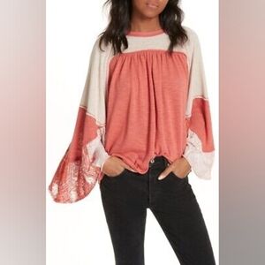 We The Free Pink Ruffled Blouse Relaxed Fit